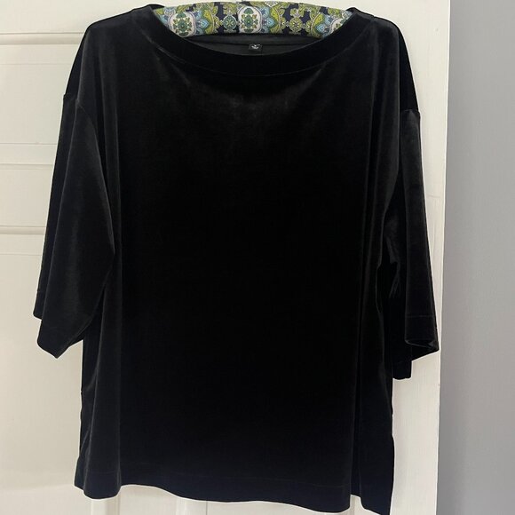 Uniqlo Black Velour Boat Neck Boxy Fit Top - Picture 1 of 1